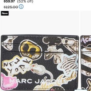 Marc Jacobs Black Sticker-Graphic Leather Card Holder price is firm